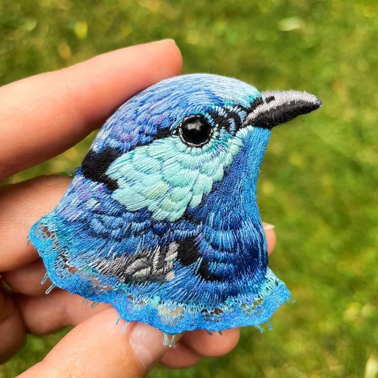 Bird Embroidery Brooches