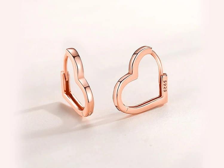 rose gold heart-shaped hoops