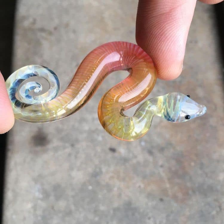 Miniature Glass Snake Figurines by Ryan Eicher