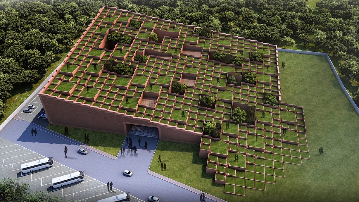 Stepped Green Roof at Prestige University Building by Sanjay Puri Architects