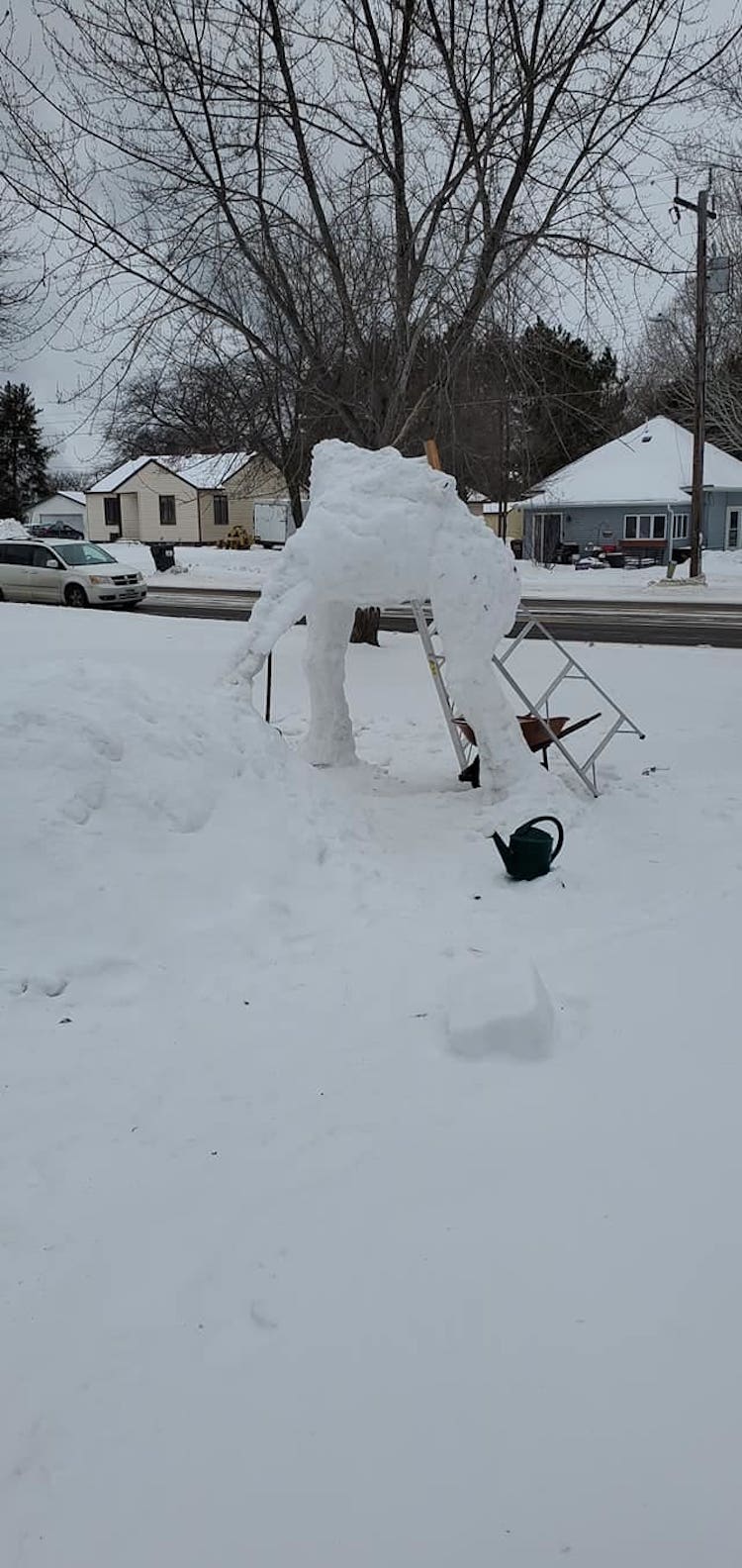 T-Rex Snow Sculpture by Paul Larcom