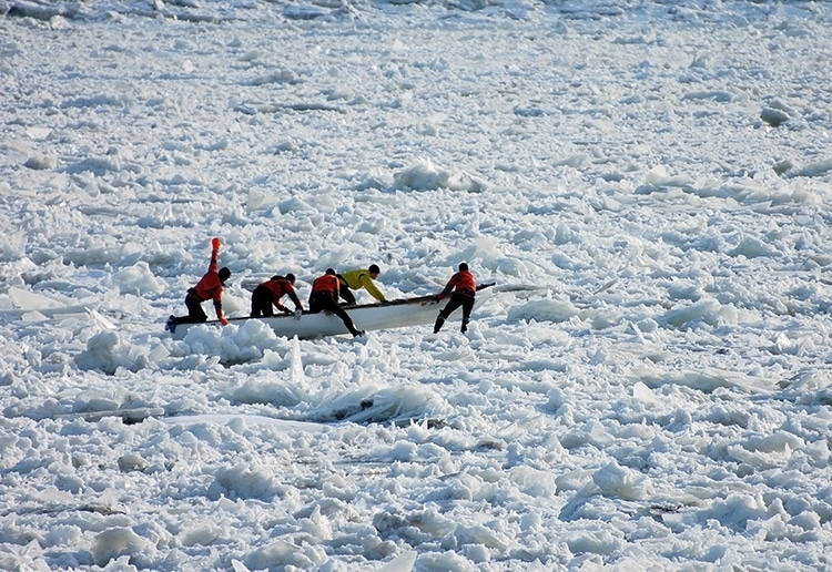 Ice Canoe Races on the Saint Laurence