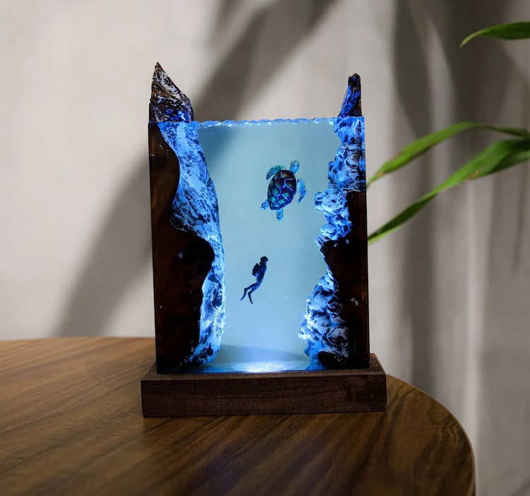 Wood and resin lamps inspired by the ocean showcase the beauty of ...