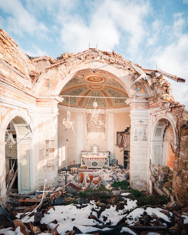 Church in Italy with Caved in Roof