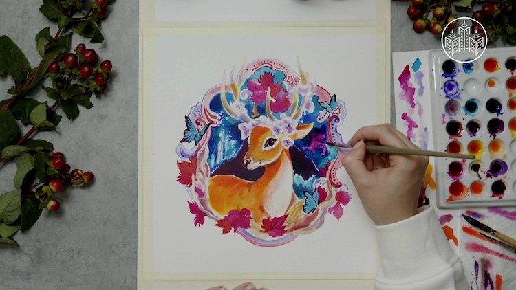Ink Drawing of an Enchanting Deer