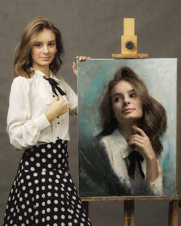 pinturas de retratos realistas al oleo por Damian Lechoszest