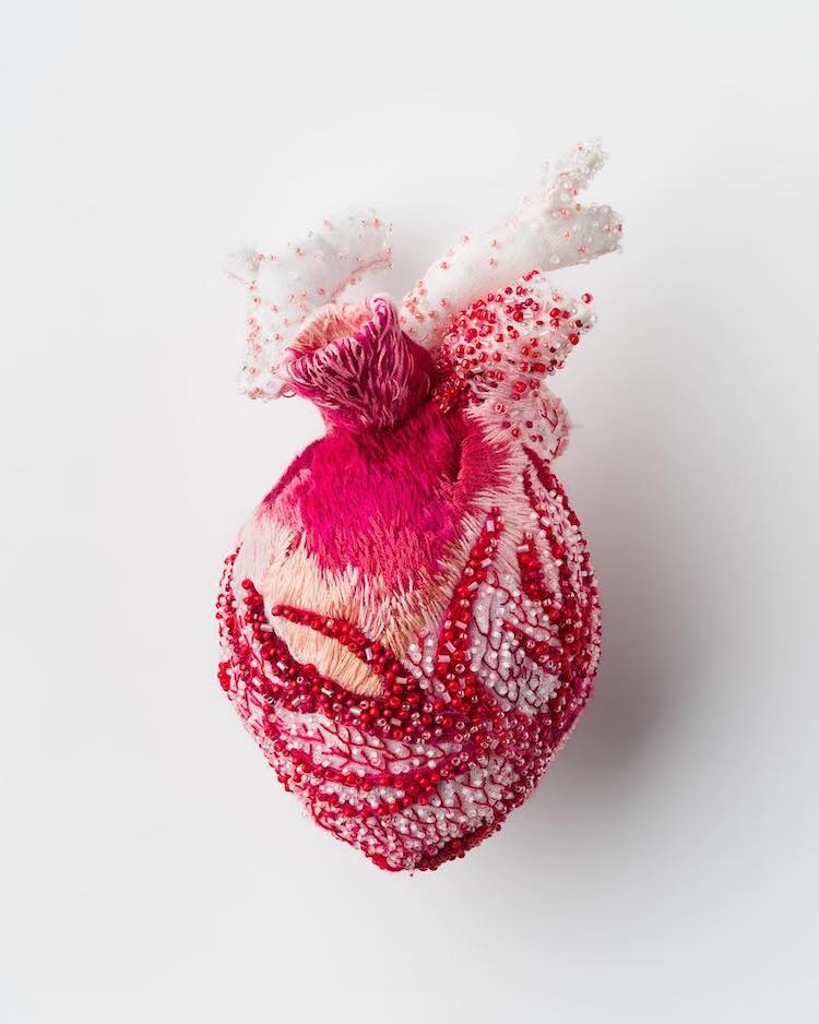 Textile Heart Sculptures by Ema Shin