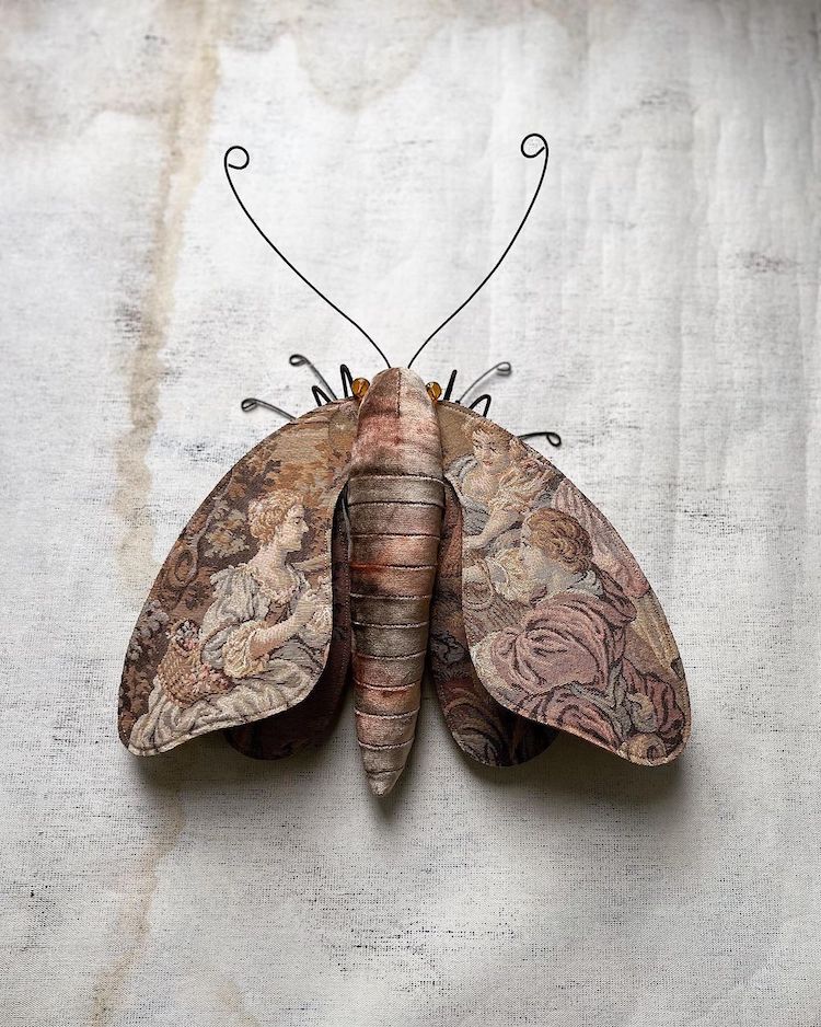 Embroidered Tapestry Moths by Larysa Bernhardt