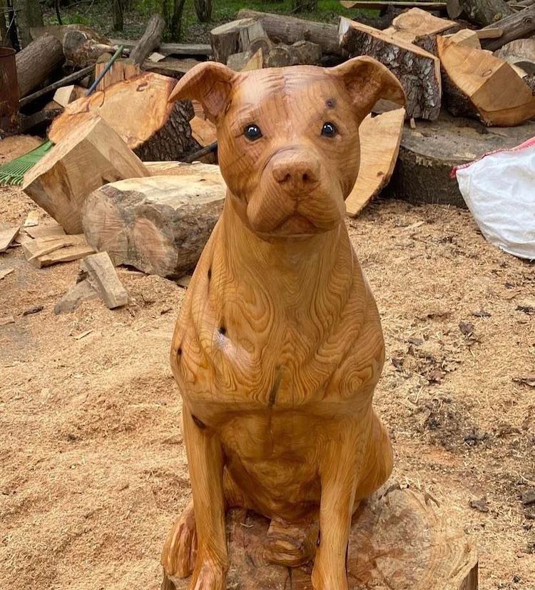 Wood Sculptures by Man and His Dog Carvings