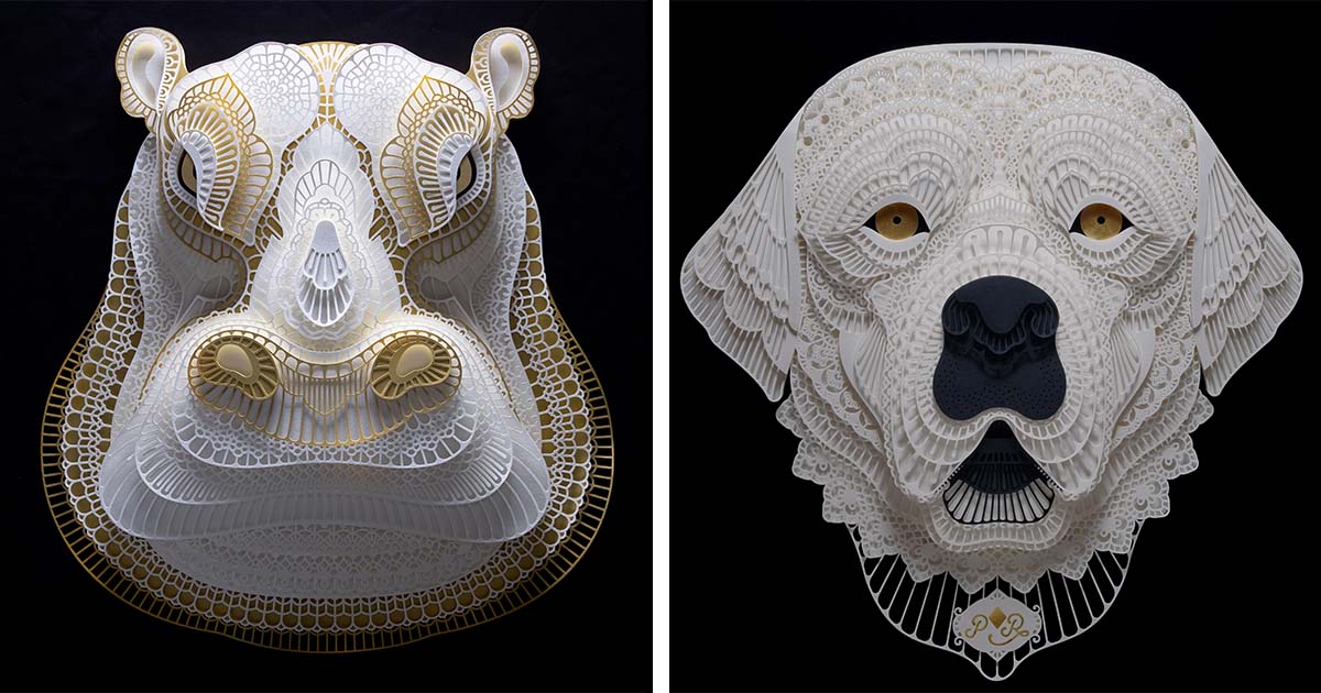 Artist Captures Different Animals’ Likeness in Lace-Patterned Paper Cutouts