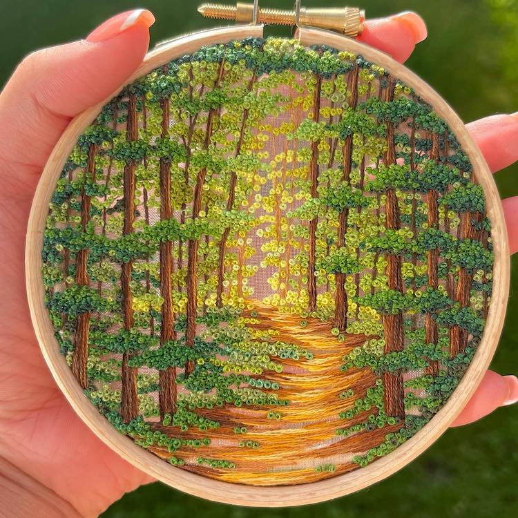Organza Landscape Embroidery