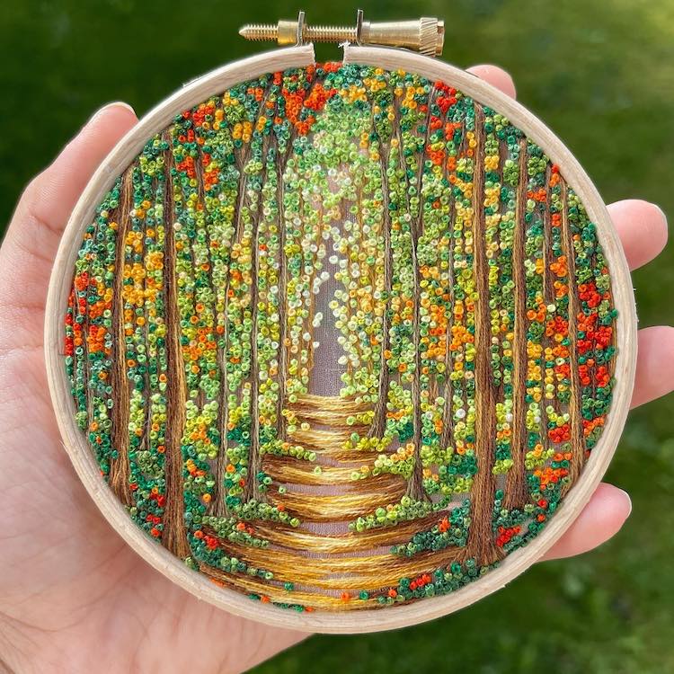 Landscape Embroidery of the Forest