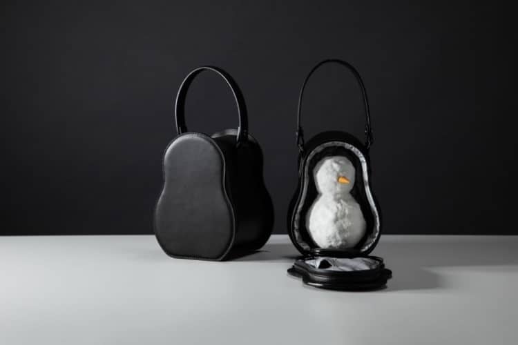 Leather Handbag Designed to Carry a Miniature Snowman