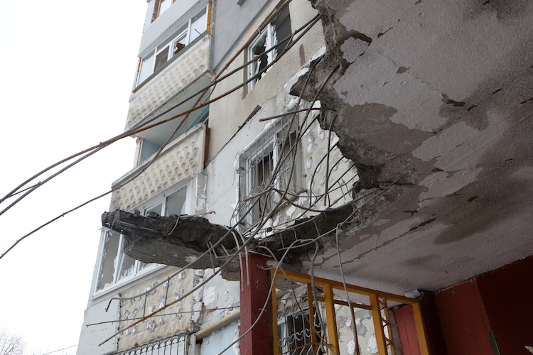 Damaged Residential Building After Shelling in Kharkiv