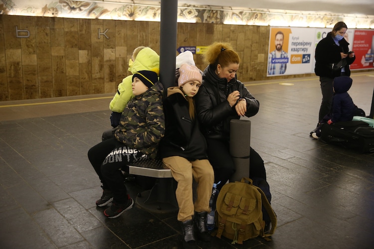 Family in Ukraine Hiding in Metro Station
