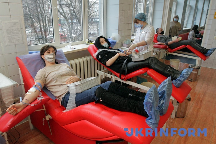 People Donating Blood in Ukraine