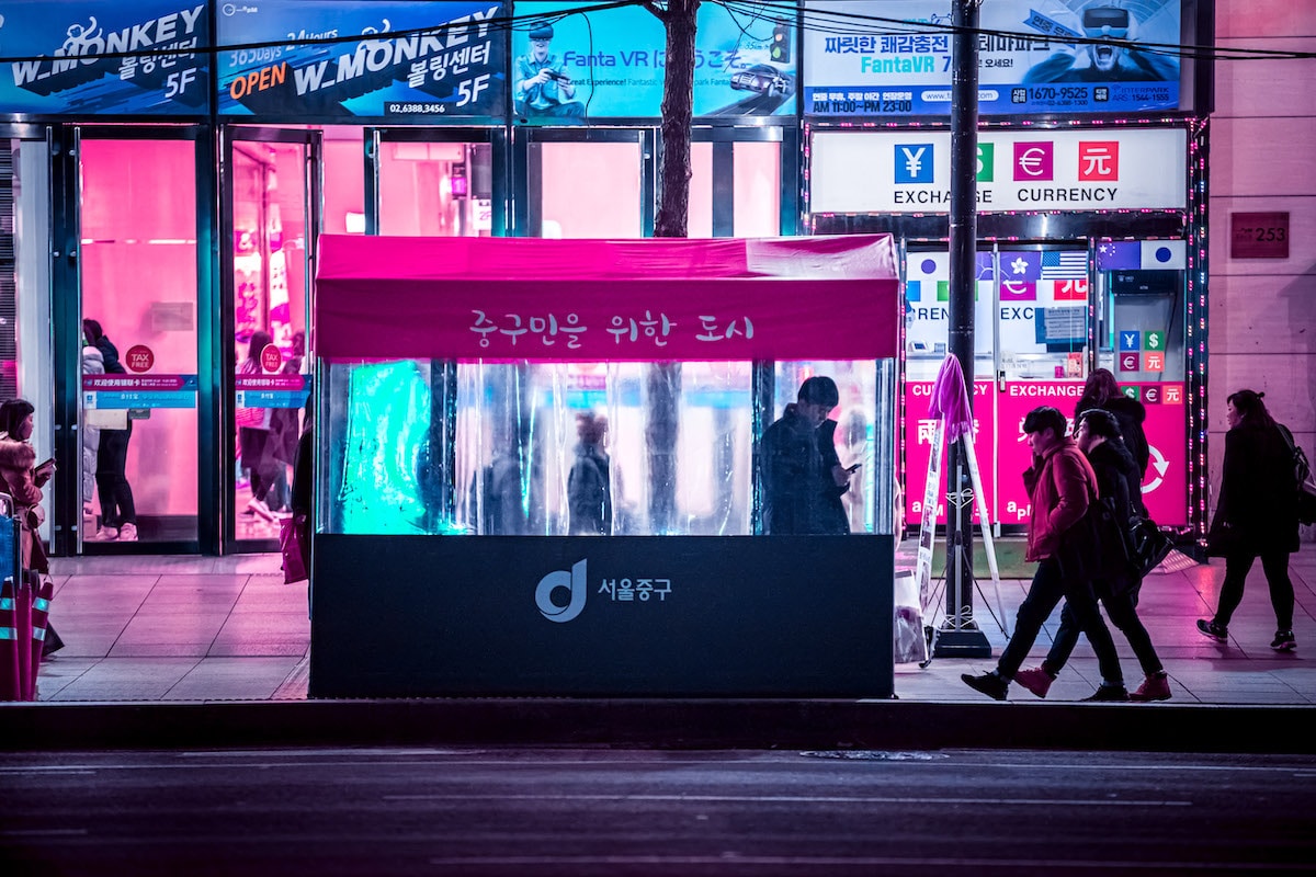 Kiosk at Night in South Korea