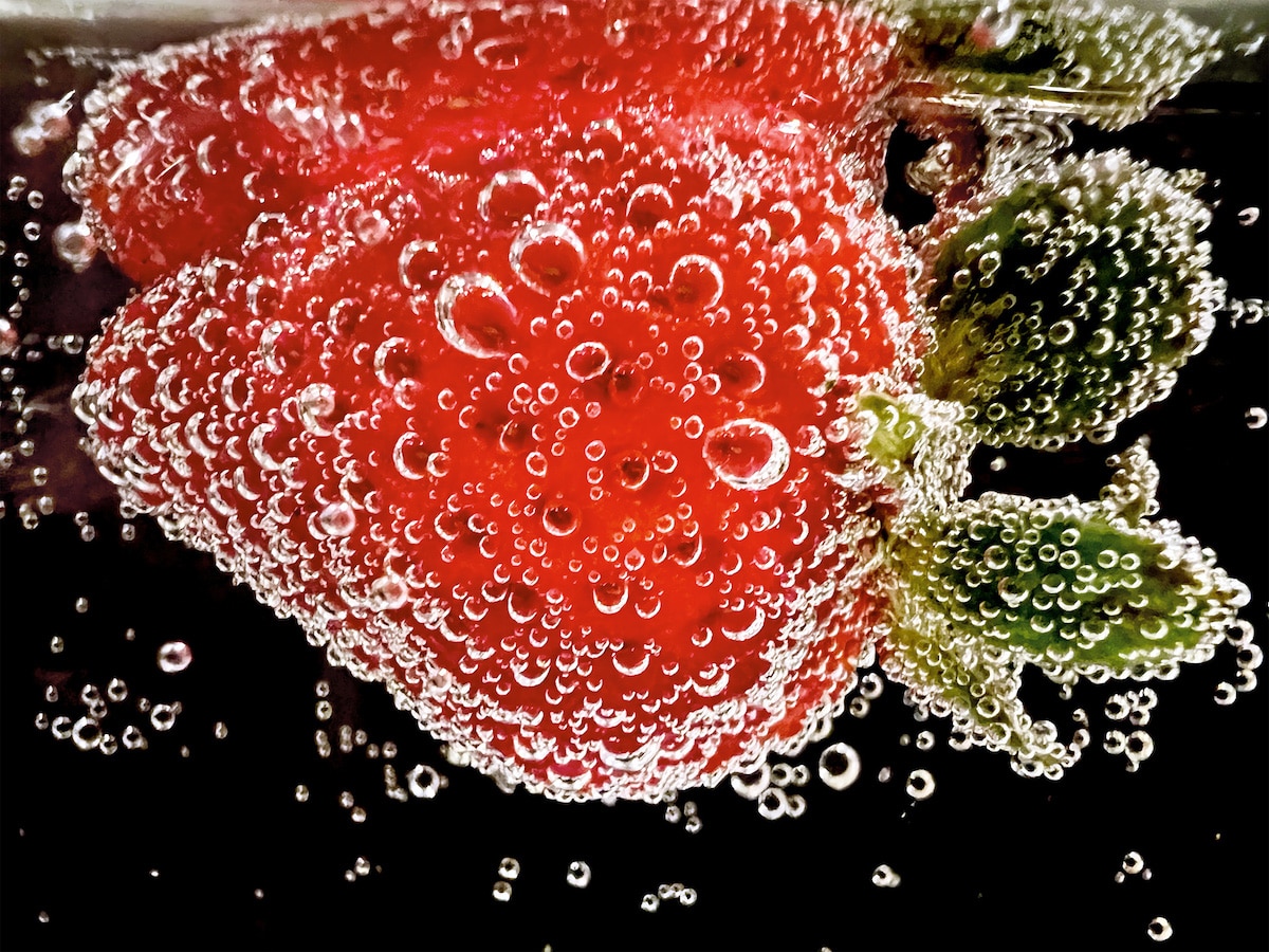 Strawberry Floating in a Soda