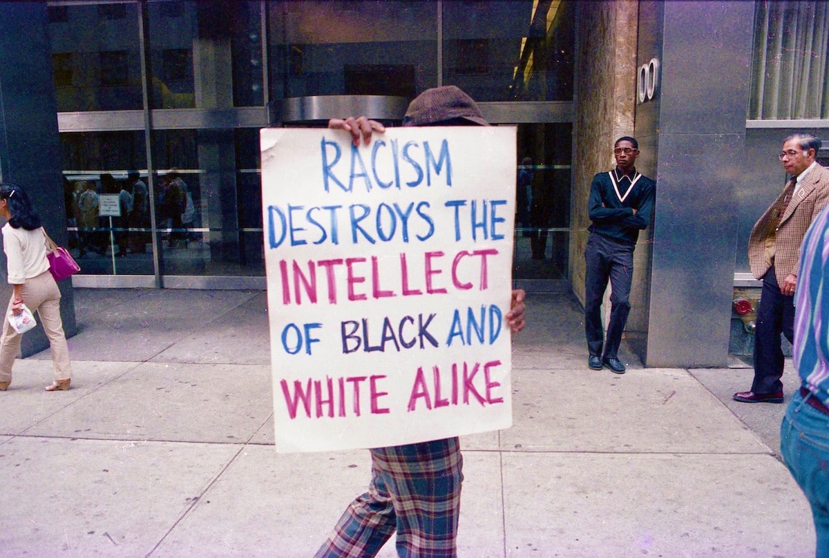 Protest Sign in 1980s New York