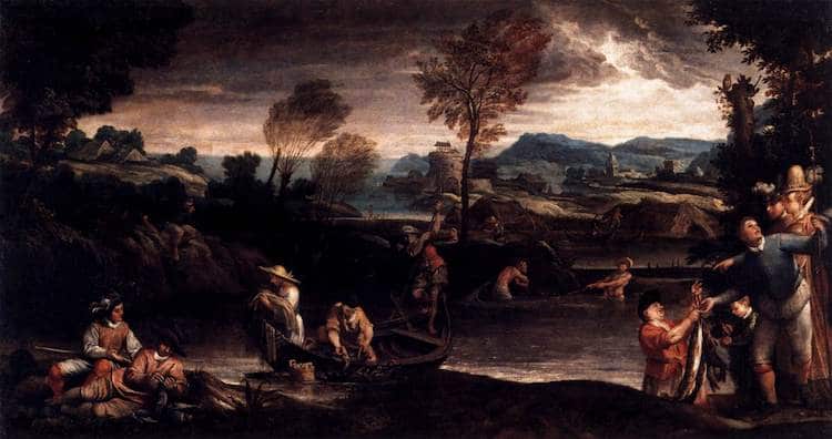 Fishing Painting by Annibale Carracci