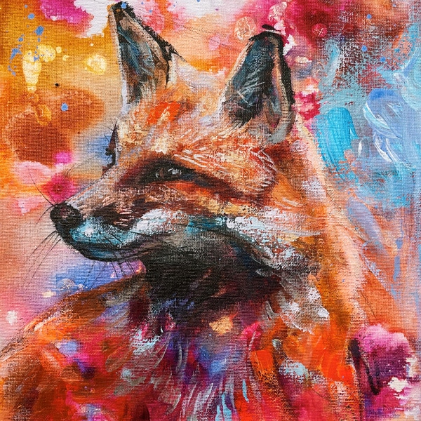 Abstract Realism Painting of a Fox