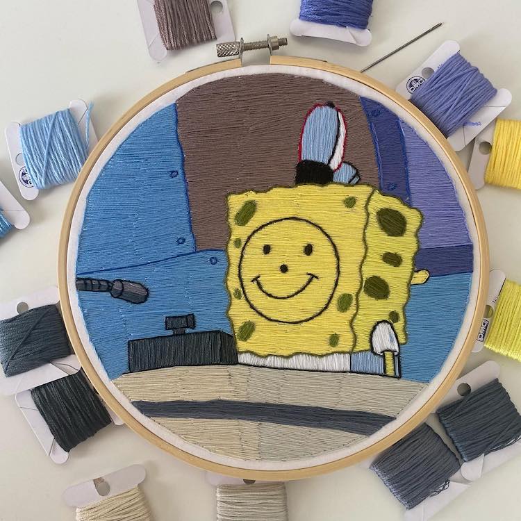 Artist Turns Iconic Pop Culture Characters Into Embroidery