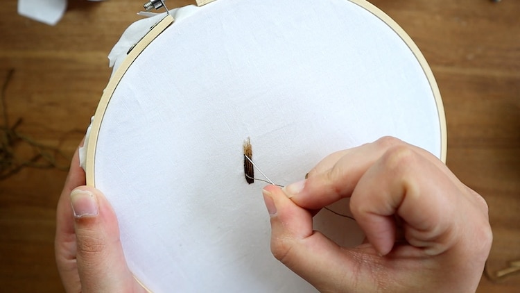 Demonstration of embroidery stitches