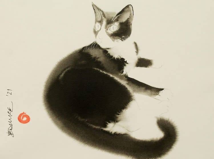 Cat Ink Paintings by Endre Penovac