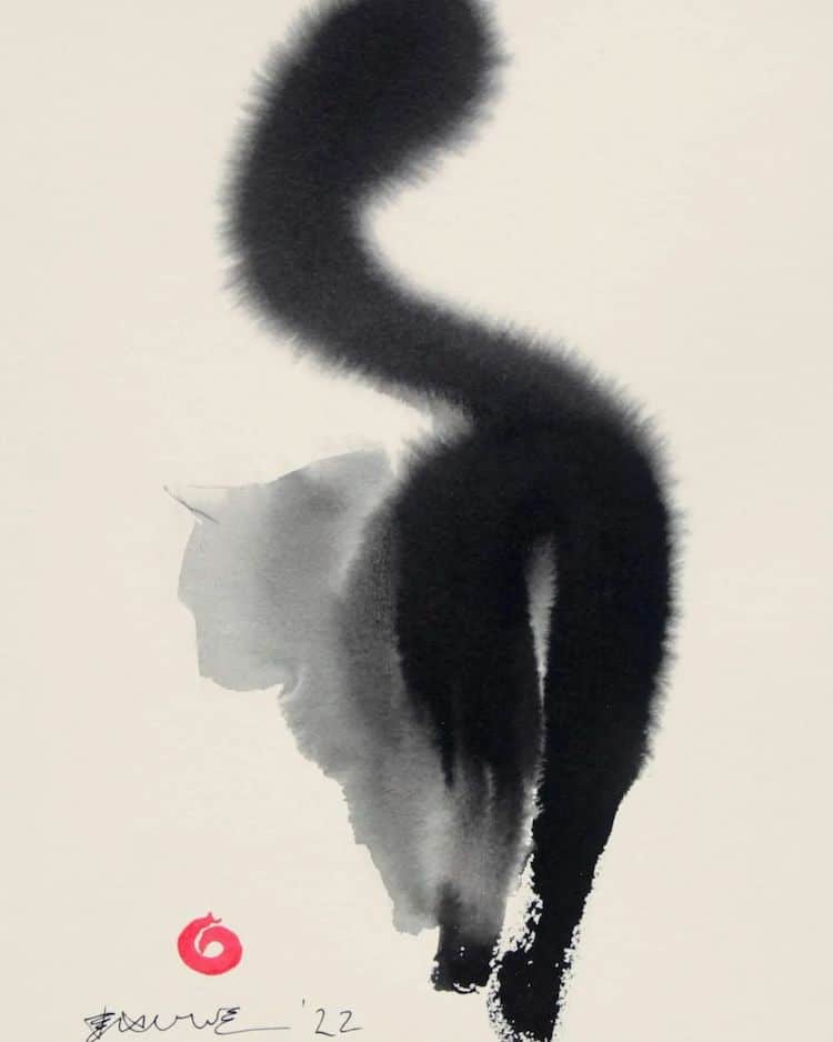 Cat Ink Paintings by Endre Penovac