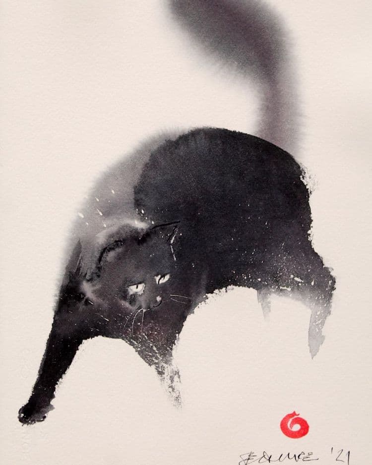 pintura de gatos con tinta por Endre Penovac