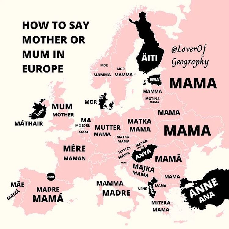 infografía cómo se dice mamá en europa