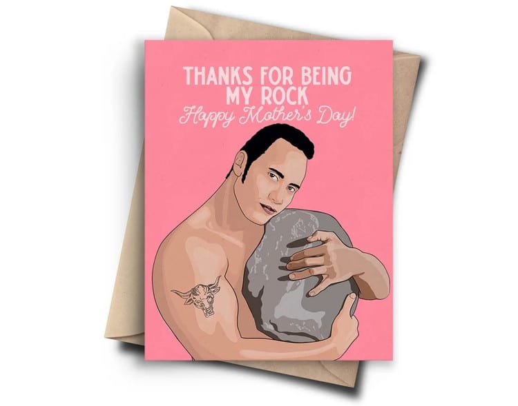 Mother's Day card featuring The Rock