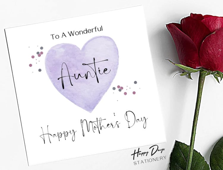 Mother's Day Card for Auntie with purple heart