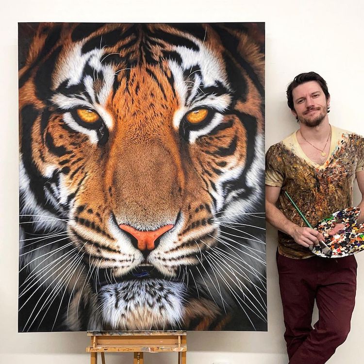 Hyperrealistic Big Cat Paintings by Nick Sider