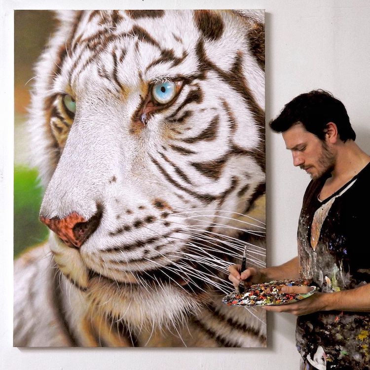 Pinturas hiper-realistas de grandes felinos de Nick Sider