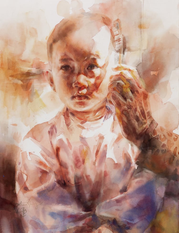 Watercolor Portrait Paintings by Stephen Zhang