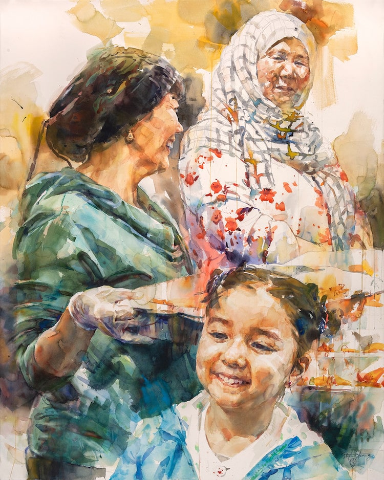 Watercolor Portrait Paintins by Stephen Zhang