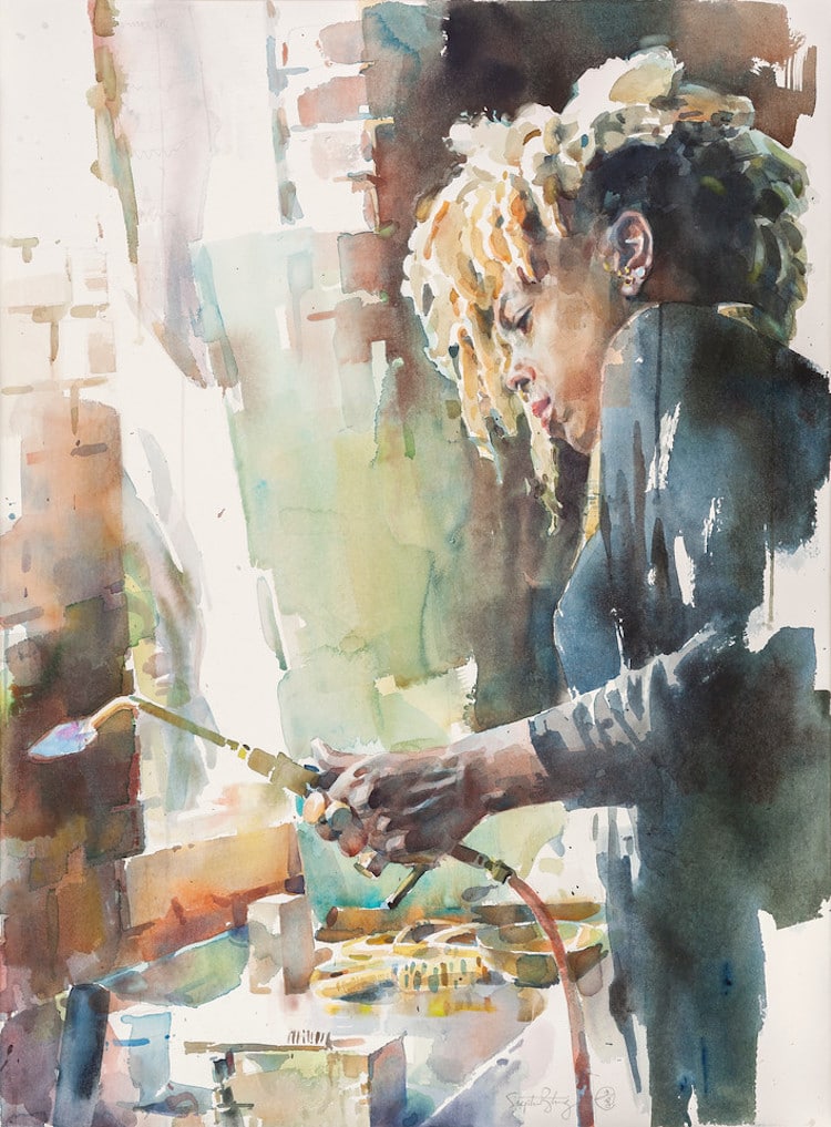 Watercolor Portrait Paintings by Stephen Zhang