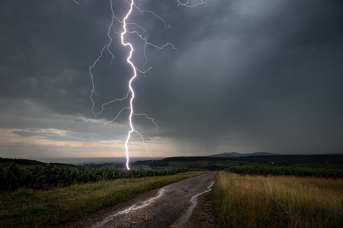 Lightning Over a Deserted Road
