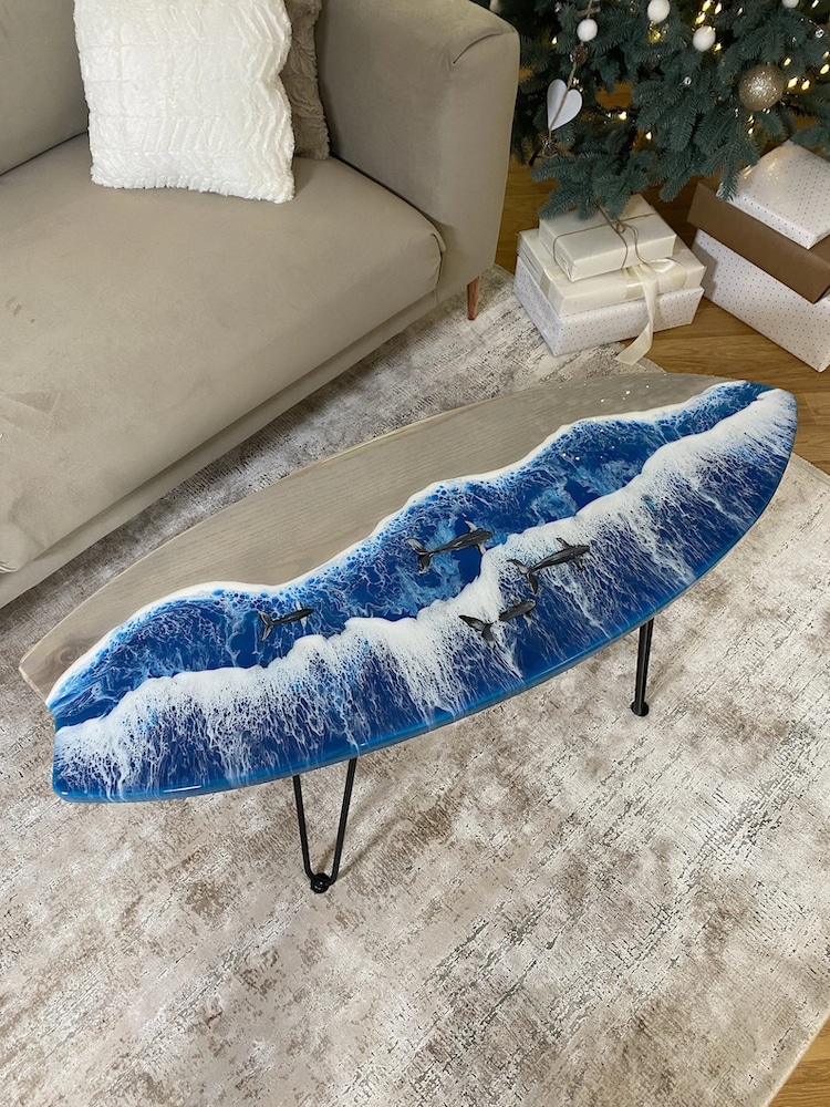 Resin and Wood Table by ThunderWood Studio