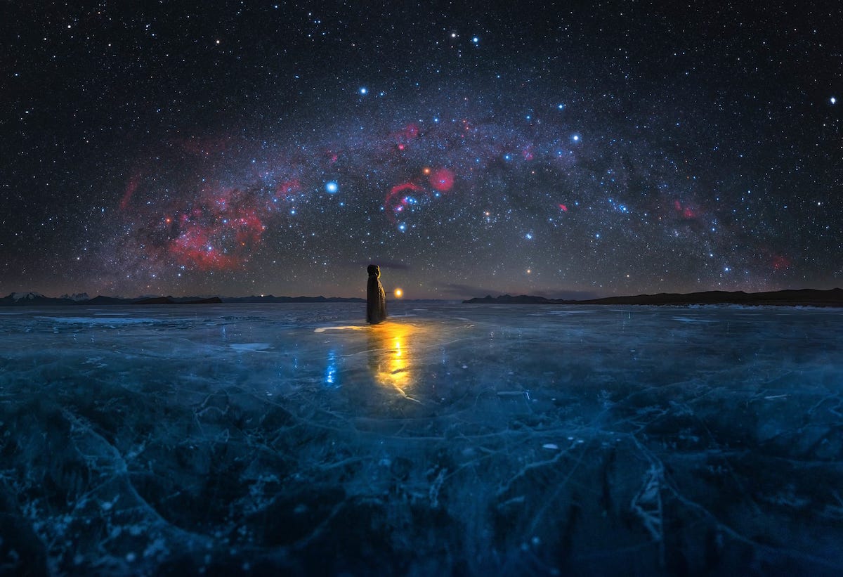 Milky Way Over Lake in Tibet