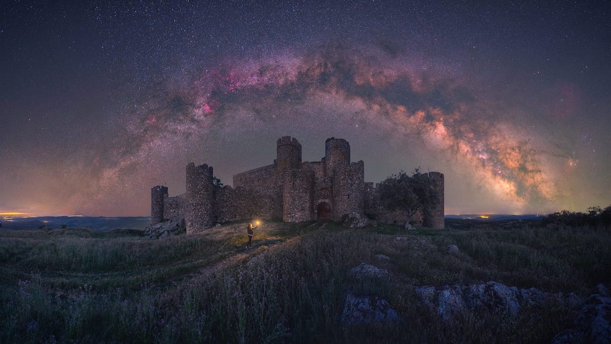 Milky Way Over Castle in Extremadura, Spain