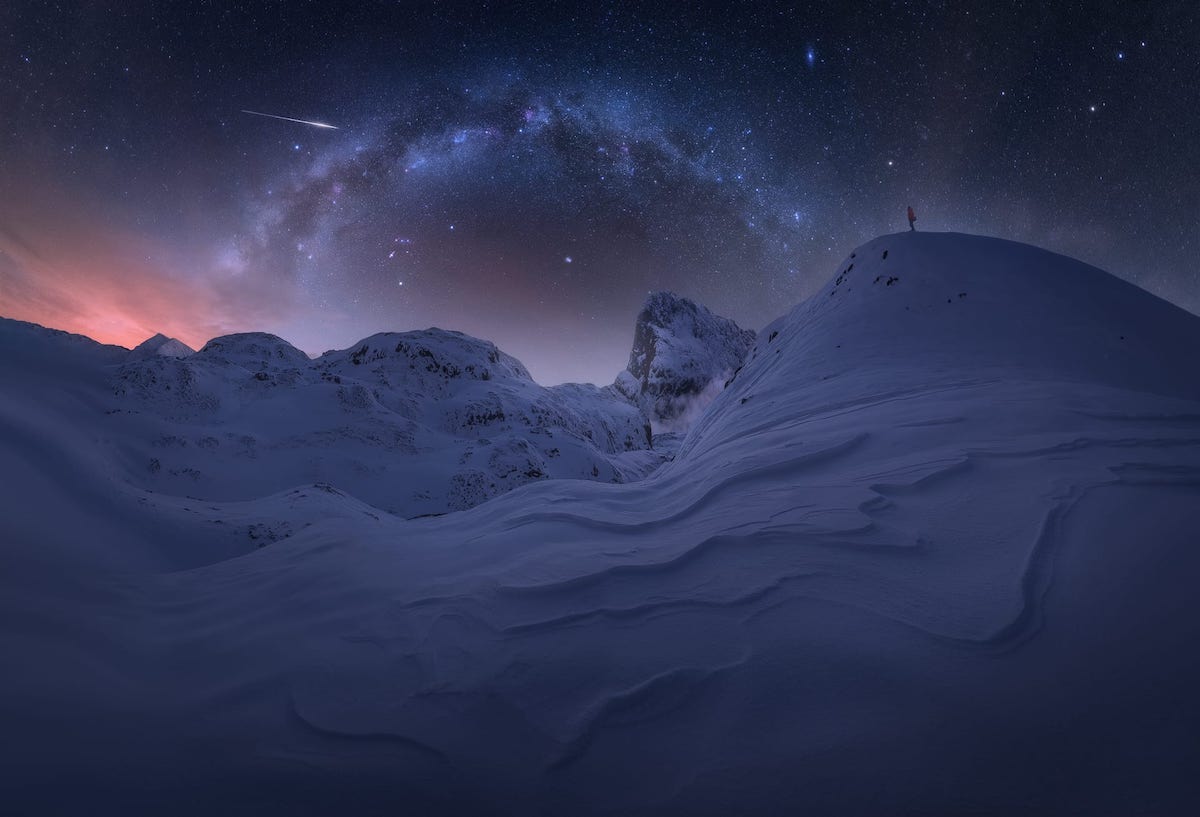 Winter Milky Way in the mountains of Picos de Europa