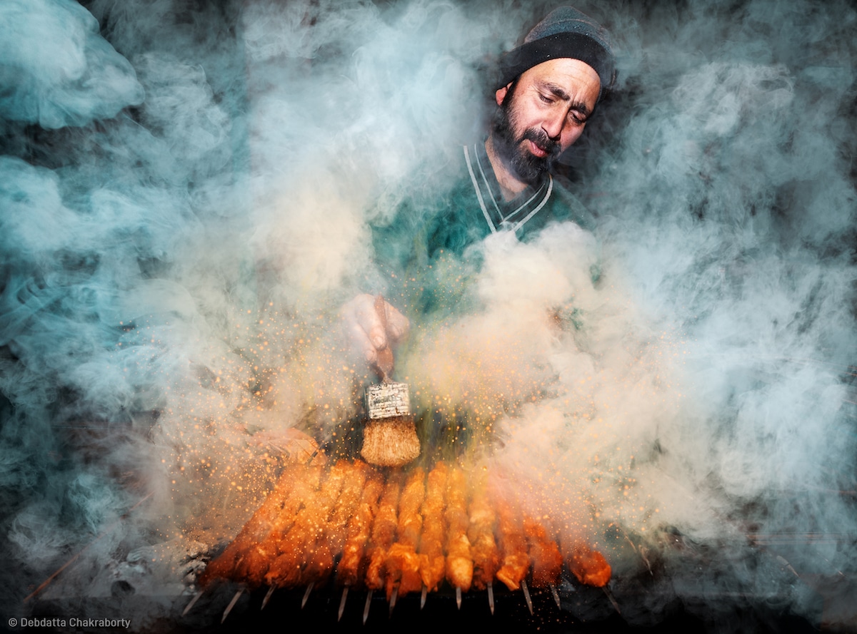 Man Making Wazwan Kebabs in India