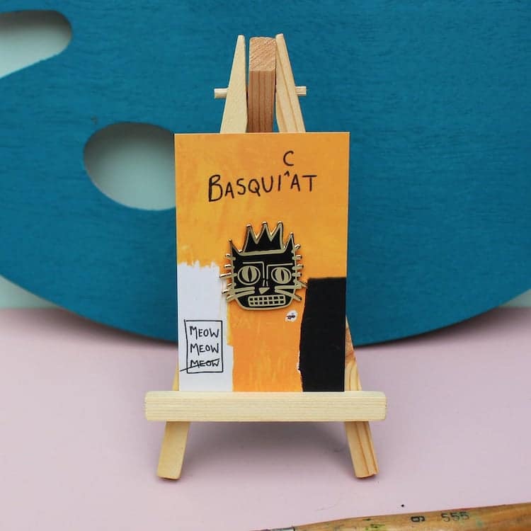 Basquiat Inspired Cat Enamel Pin
