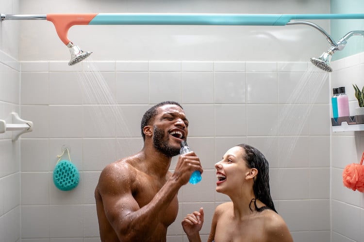 Couple Bathing in Tandem Shower