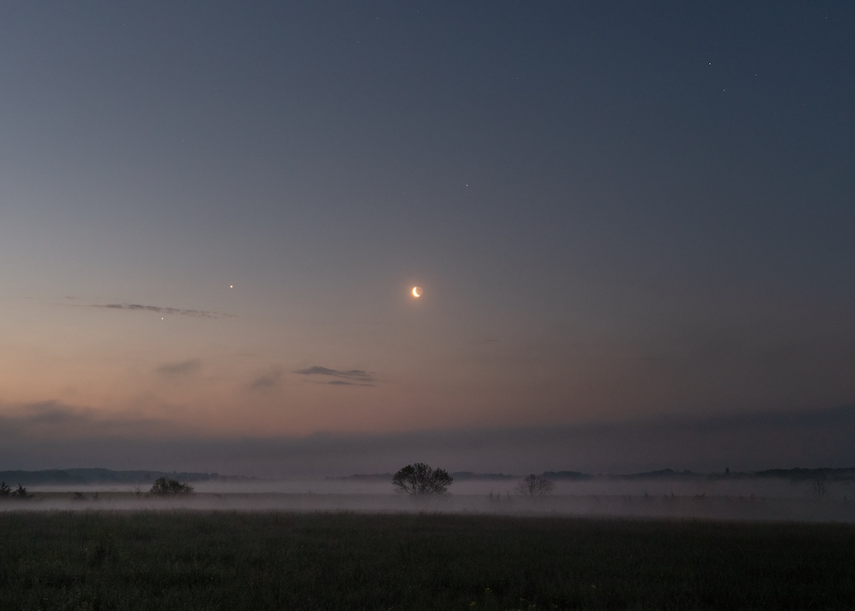 Jupiter, Venus, Mars and Saturn with the Moon over Lousia County, Virginia