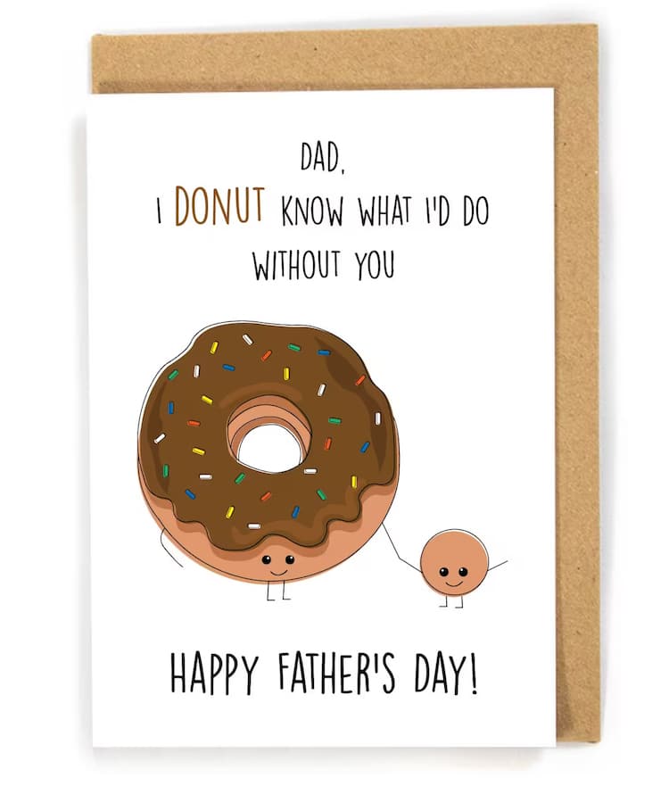 Cute and funny donut card for father's day