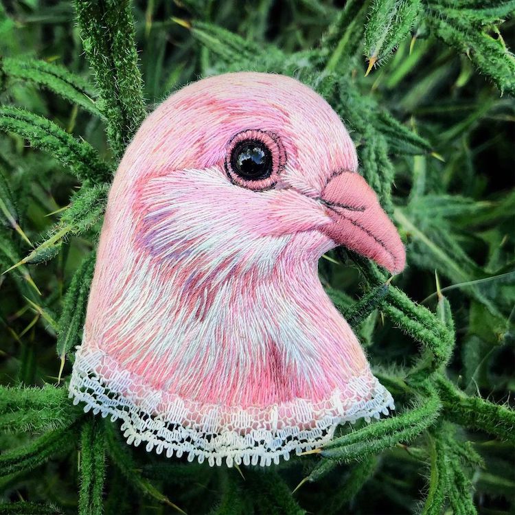 Embroidered Bird Brooches by Embirdery