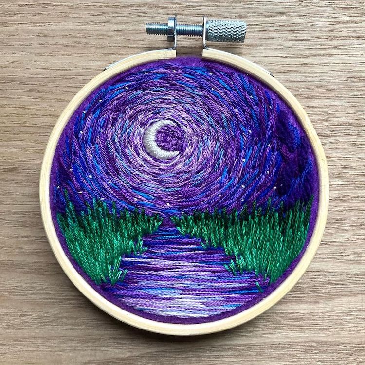 Landscape Embroidery Art by Erika Tu'a